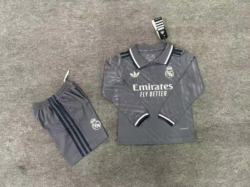 24/25 Real Madrid Third Long Sleeve Kids Soccer Jersey And Shorts