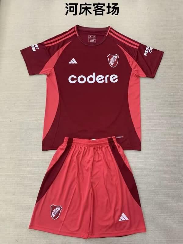 2024 River Plate Away Kids Soccer Jersey And Shorts