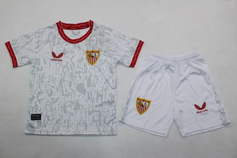 24/25 Sevilla Home Kids Soccer Jersey And Shorts