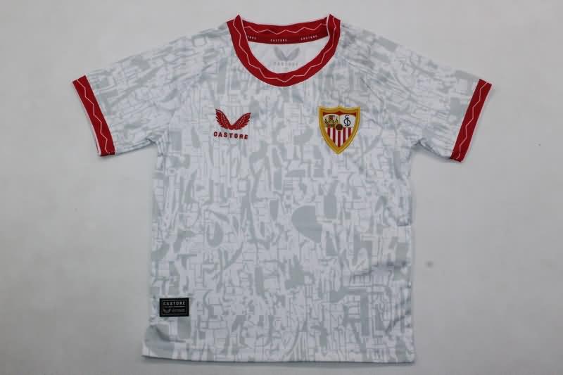 24/25 Sevilla Home Kids Soccer Jersey And Shorts