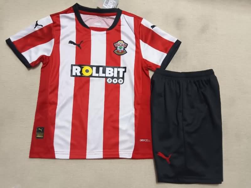 24/25 Southampton Home Kids Soccer Jersey And Shorts