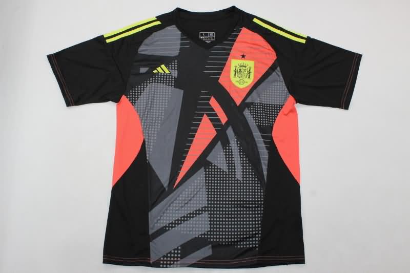 2024 Spain Goalkeeper Black Kids Soccer Jersey And Shorts