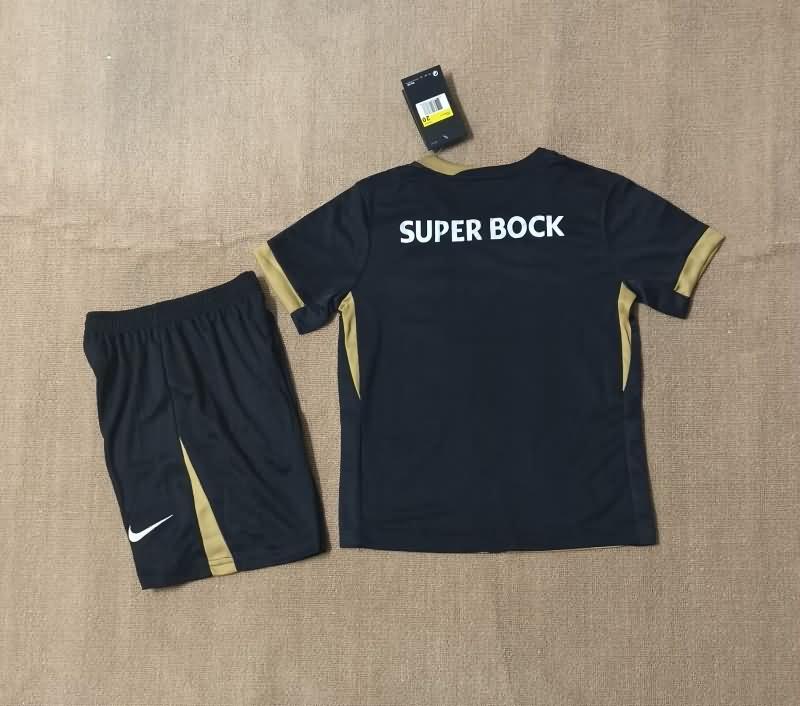 24/25 Sporting Lisbon Black Kids Soccer Jersey And Shorts