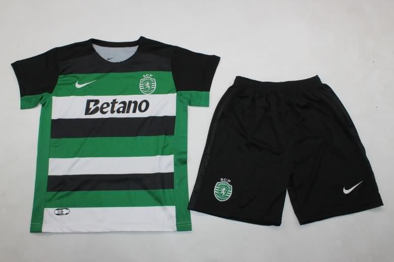 24/25 Sporting Lisbon Home Kids Soccer Jersey And Shorts