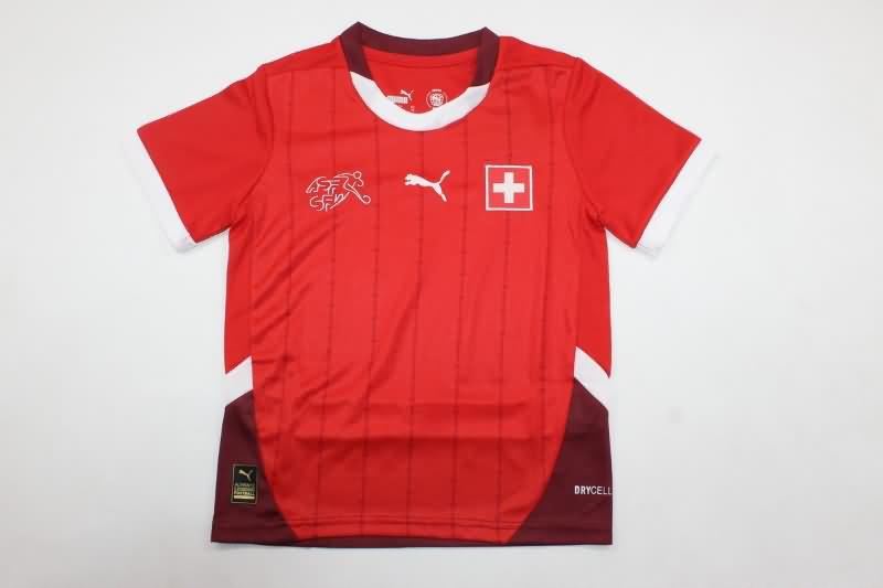 2024 Switzerland Home Kids Soccer Jersey And Shorts