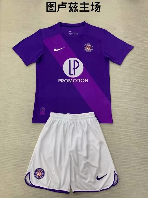 24/25 Toulouse Home Kids Soccer Jersey And Shorts