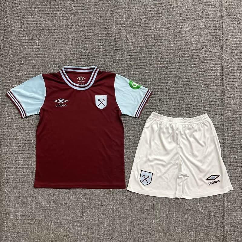 24/25 West Ham Home Kids Soccer Jersey And Shorts