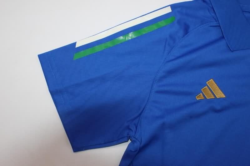 Thailand Quality(AAA) 2024 Italy Blue Polo Soccer T-Shirt