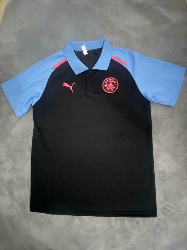 Thailand Quality(AAA) 24/25 Manchester City Black Polo Soccer T-Shirt