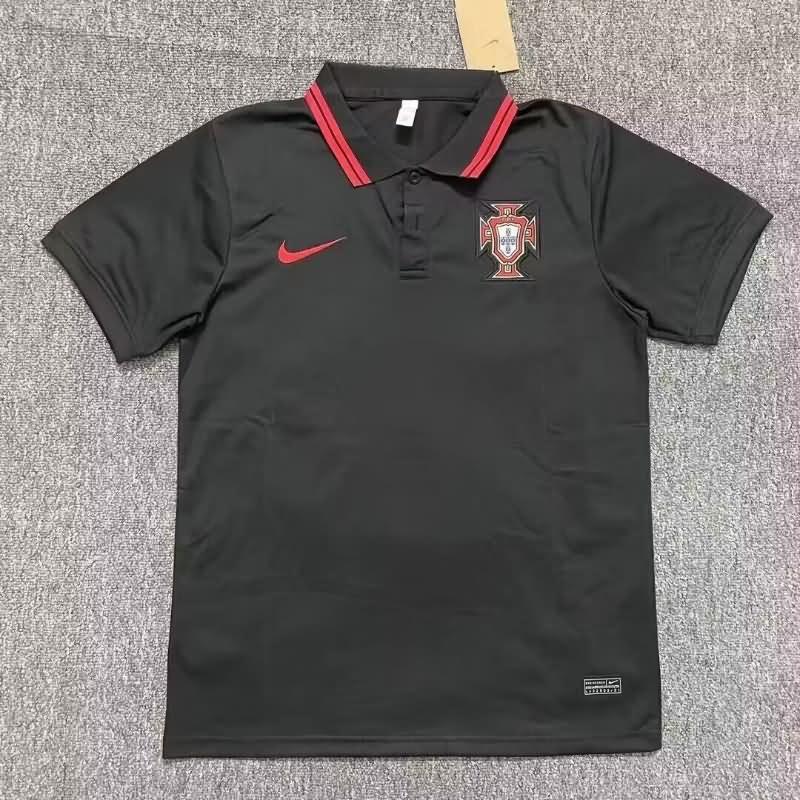 Thailand Quality(AAA) 2024 Portugal Black Polo Soccer T-Shirt
