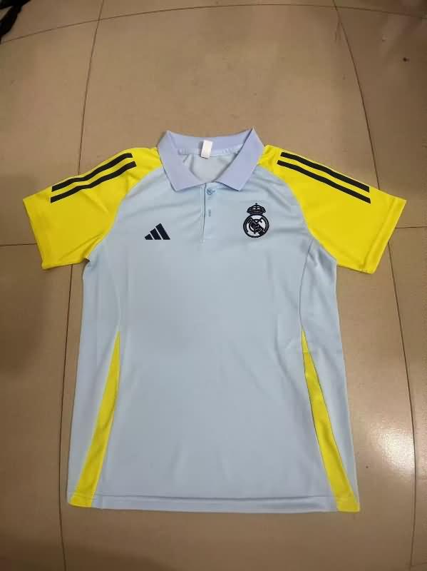 Thailand Quality(AAA) 24/25 Real Madrid Grey Polo Soccer T-Shirt