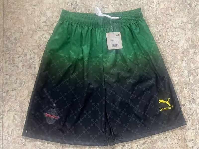 Thailand Quality(AAA) 24/25 AC Milan Green Black Soccer Shorts