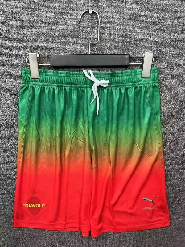 Thailand Quality(AAA) 24/25 AC Milan Green Red Soccer Shorts