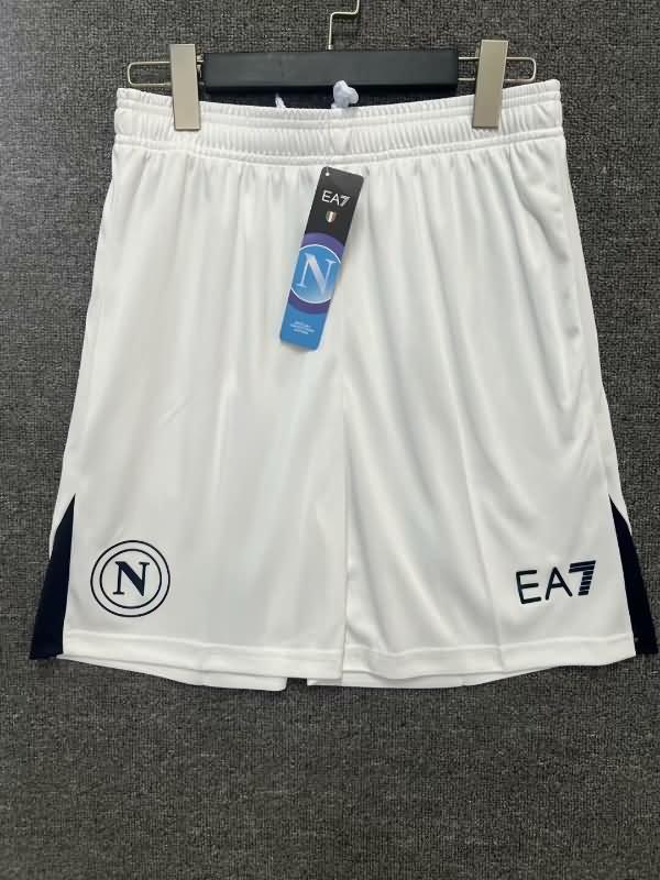 Thailand Quality(AAA) 24/25 Napoli Away White Soccer Shorts