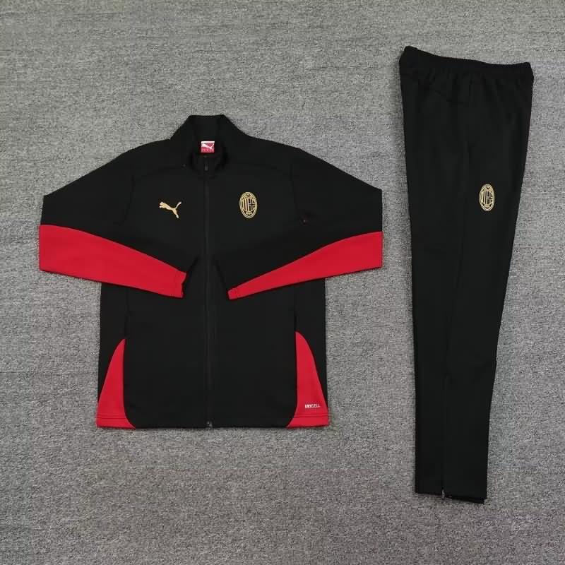 Thailand Quality(AAA) 24/25 AC Milan Black Soccer Tracksuit 02