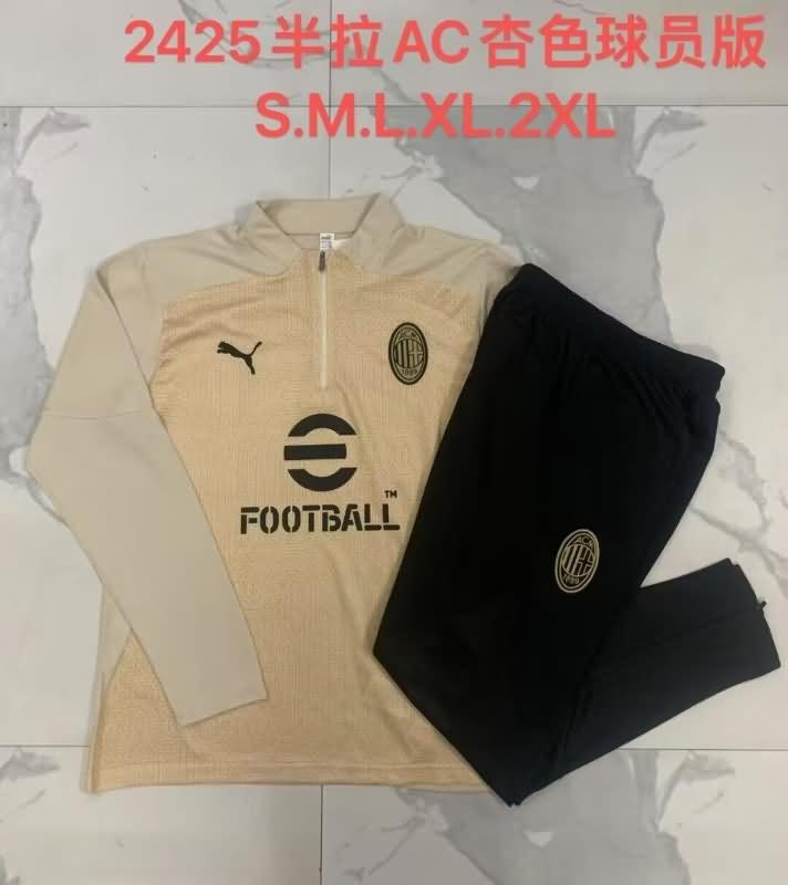 Thailand Quality(AAA) 24/25 AC Milan Gold Soccer Tracksuit