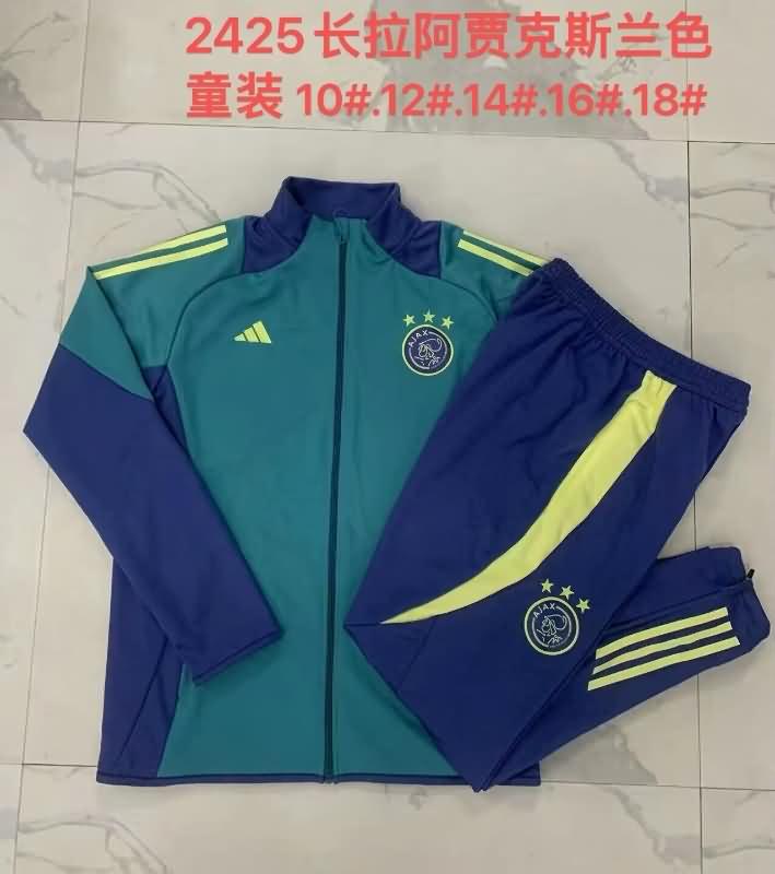 Kids - Thailand Quality(AAA) 24/25 Ajax Green Soccer Tracksuit