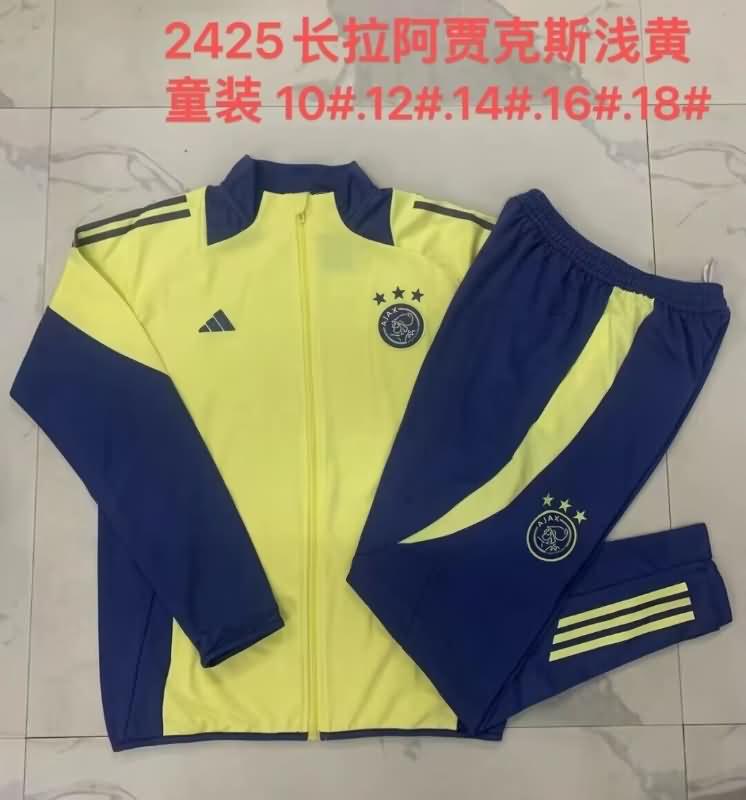 Kids - Thailand Quality(AAA) 24/25 Ajax Yellow Soccer Tracksuit 02