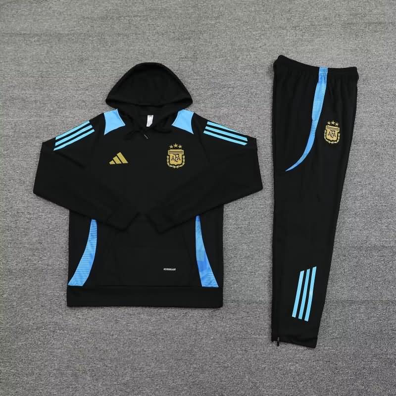 Thailand Quality(AAA) 2024 Argentina Black Soccer Tracksuit 04