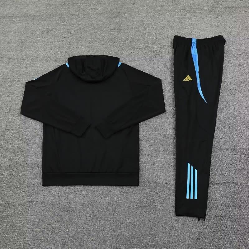 Thailand Quality(AAA) 2024 Argentina Black Soccer Tracksuit 04