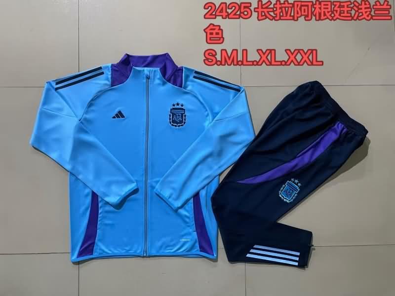 Thailand Quality(AAA) 2024 Argentina Blue Soccer Tracksuit 04