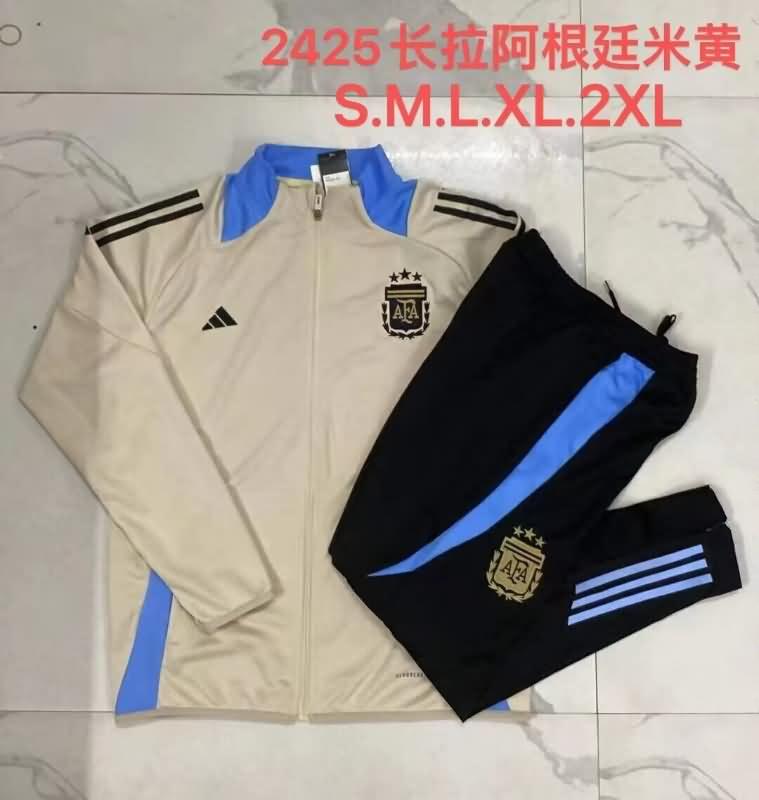 Thailand Quality(AAA) 2024 Argentina Gold Soccer Tracksuit 03