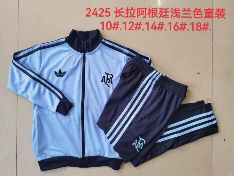 Kids - Thailand Quality(AAA) 2024 Argentina Blue Soccer Tracksuit 02