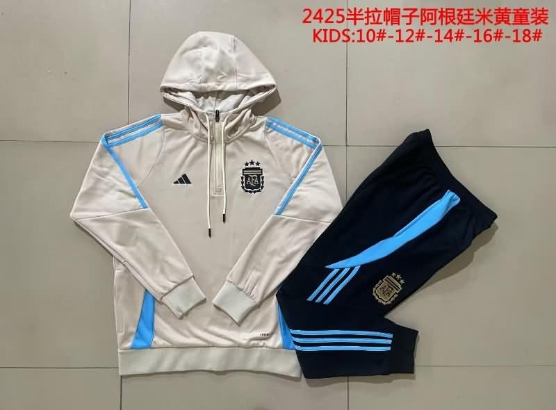 Kids - Thailand Quality(AAA) 2024 Argentina Gold Soccer Tracksuit 02