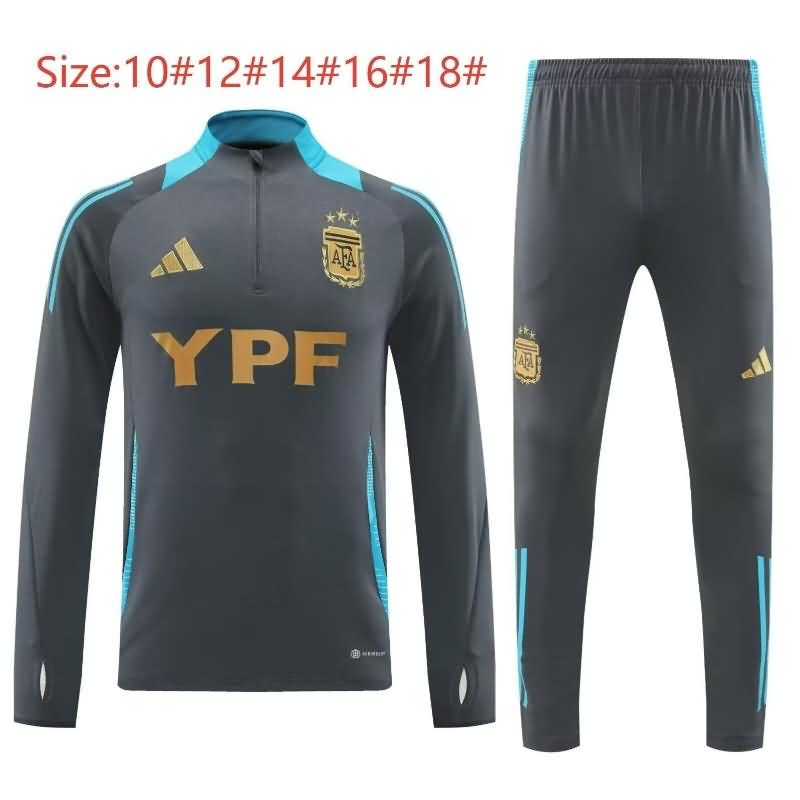 Kids - Thailand Quality(AAA) 2024 Argentina Grey Soccer Tracksuit