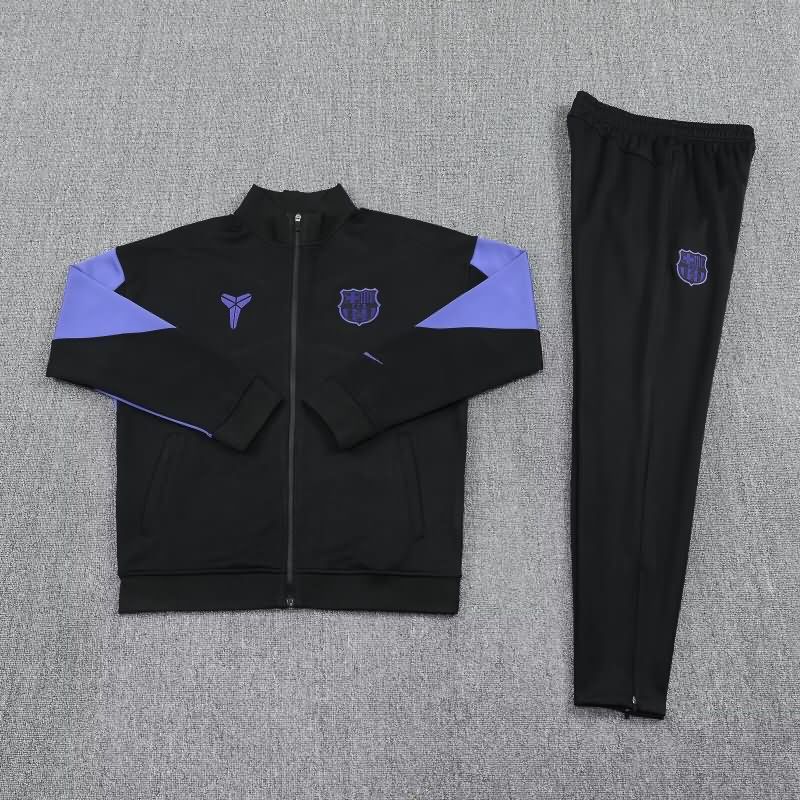 Thailand Quality(AAA) 24/25 Barcelona Black Soccer Tracksuit 09