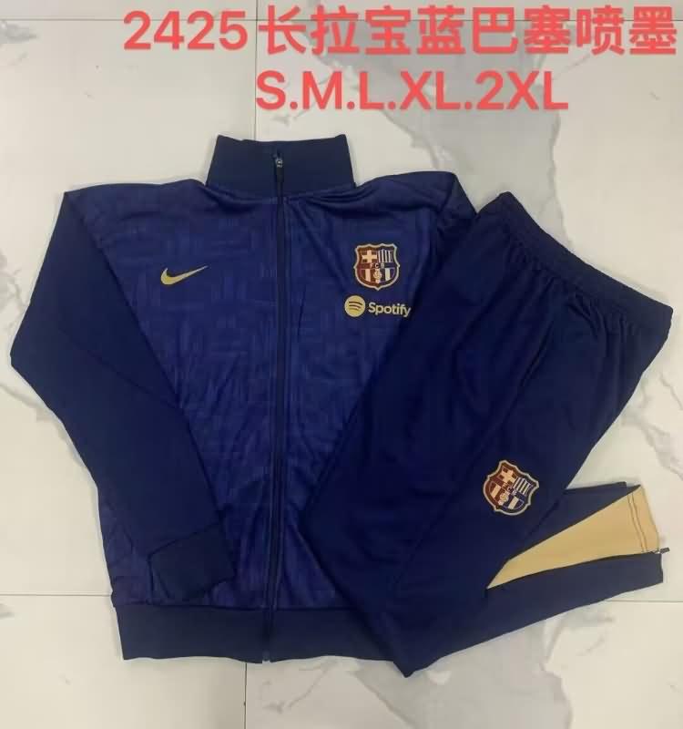 Thailand Quality(AAA) 24/25 Barcelona Dark Blue Soccer Tracksuit