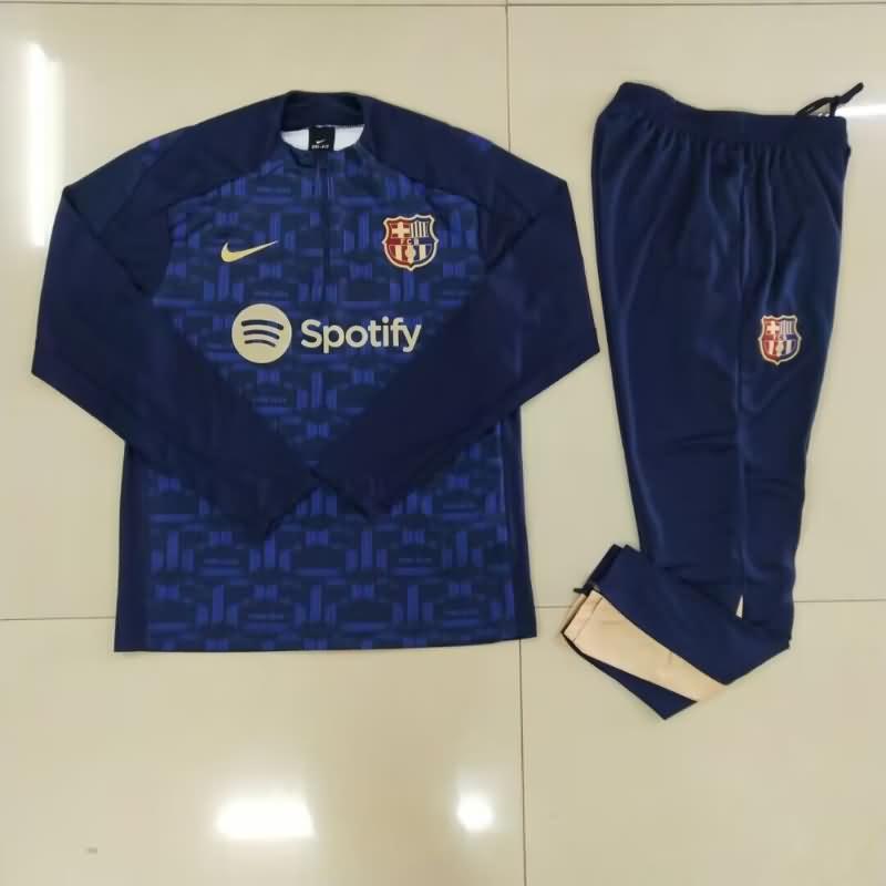 Thailand Quality(AAA) 24/25 Barcelona Dark Blue Soccer Tracksuit 02