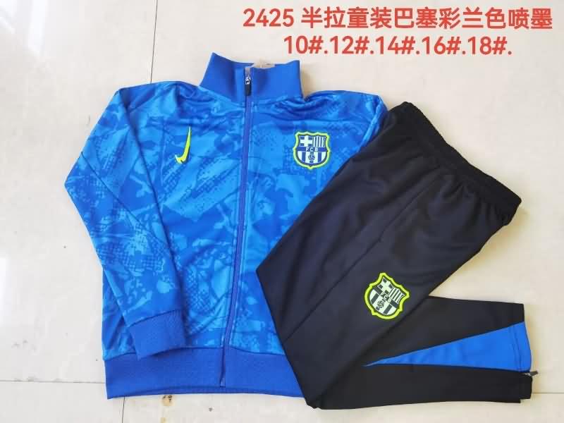 Kids - Thailand Quality(AAA) 24/25 Barcelona Blue Soccer Tracksuit