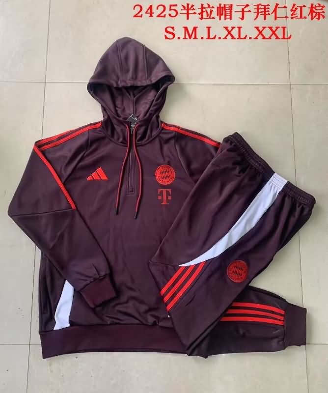 Thailand Quality(AAA) 24/25 Bayern Munich Dark Red Soccer Tracksuit