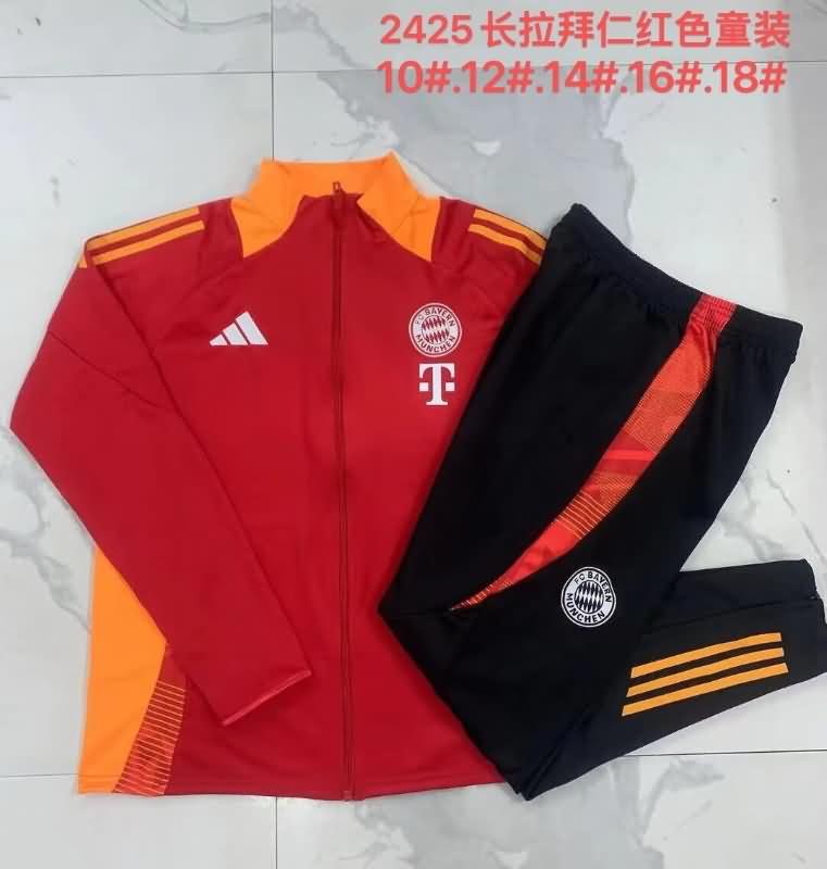 Kids - Thailand Quality(AAA) 24/25 Bayern Munich Red Soccer Tracksuit 02