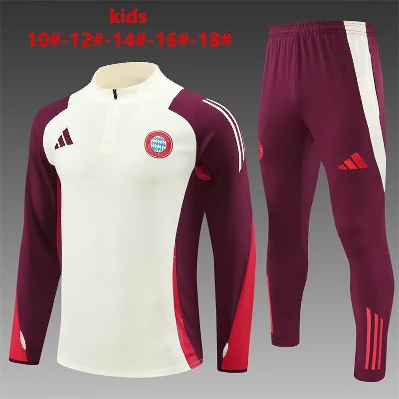 Kids - Thailand Quality(AAA) 24/25 Bayern Munich White Soccer Tracksuit