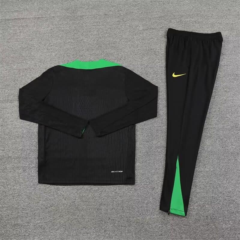 Thailand Quality(AAA) 2024 Brazil Black Soccer Tracksuit