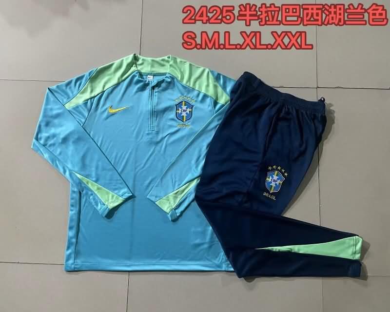 Thailand Quality(AAA) 2024 Brazil Blue Soccer Tracksuit