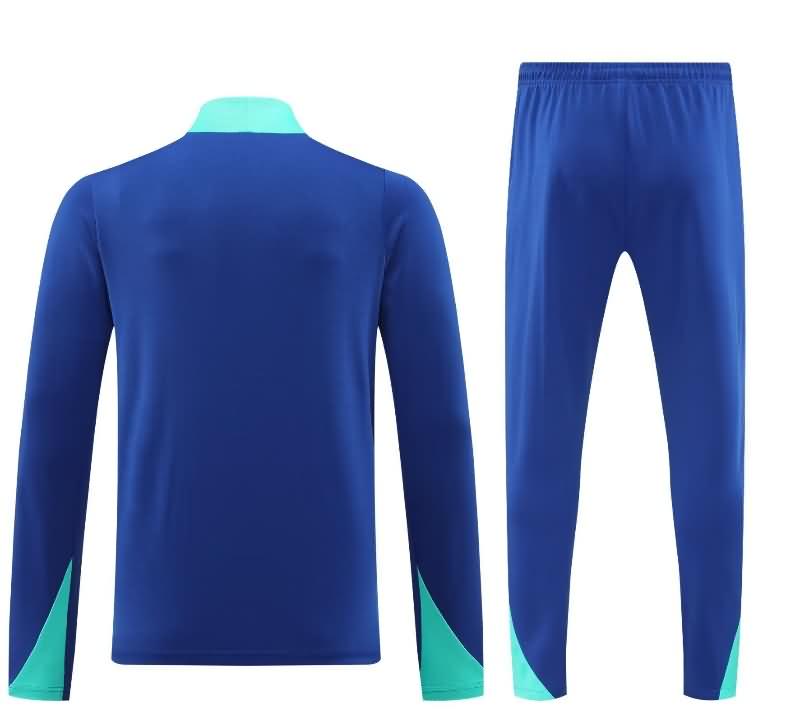 Thailand Quality(AAA) 2024 Brazil Blue Soccer Tracksuit 04