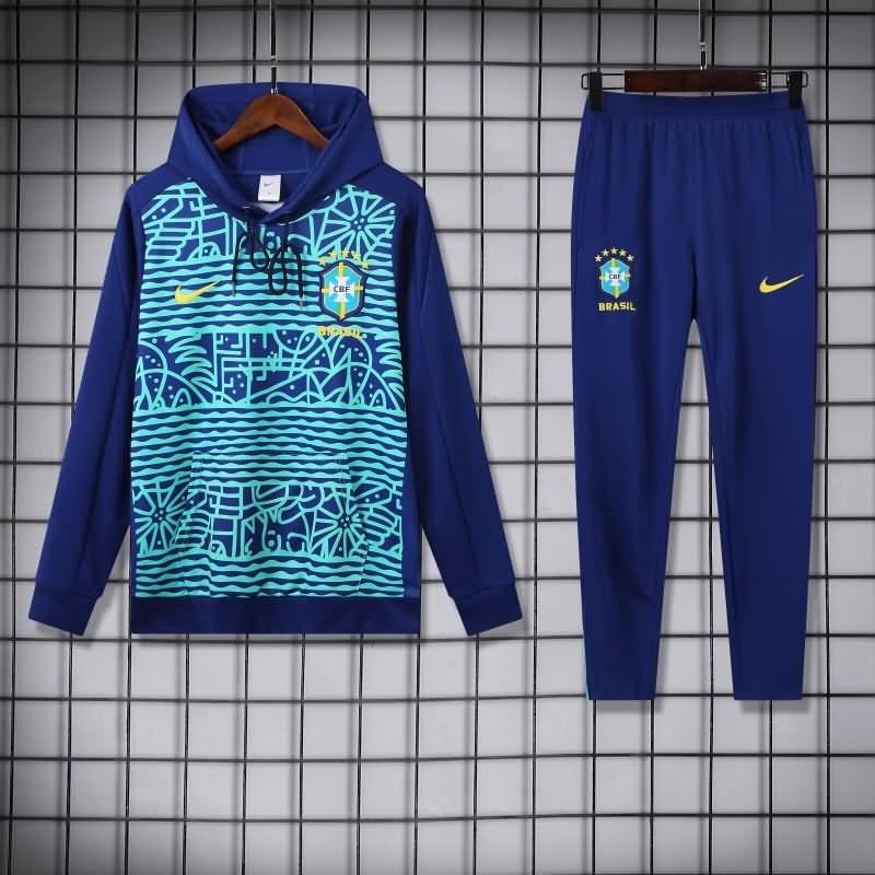 Thailand Quality(AAA) 2024 Brazil Blue Soccer Tracksuit 05