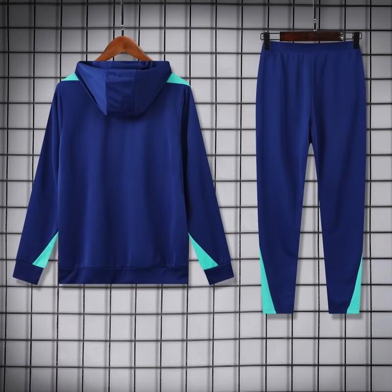 Thailand Quality(AAA) 2024 Brazil Dark Blue Soccer Tracksuit 02