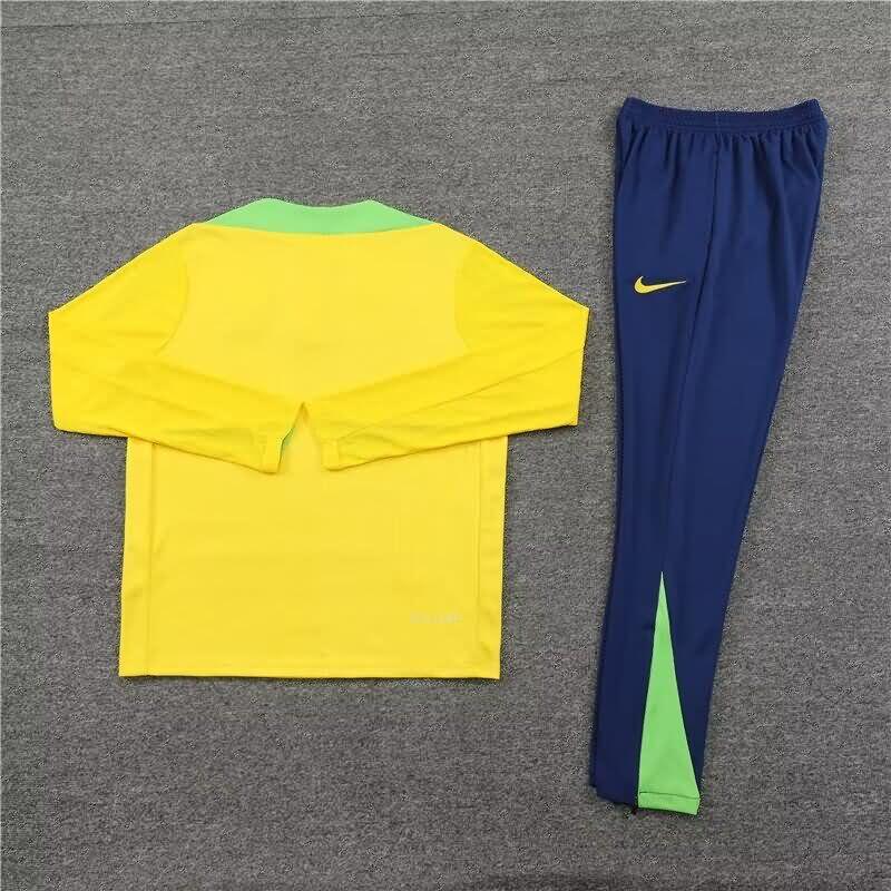 Thailand Quality(AAA) 2024 Brazil Yellow Soccer Tracksuit