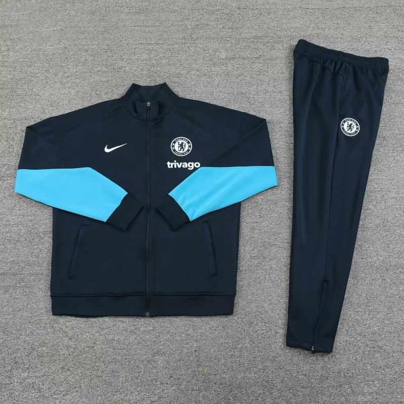 Thailand Quality(AAA) 24/25 Chelsea Dark Blue Soccer Tracksuit 02