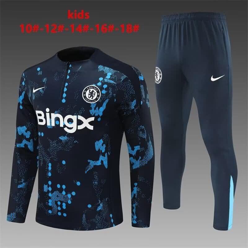 Kids - Thailand Quality(AAA) 24/25 Chelsea Dark Blue Soccer Tracksuit