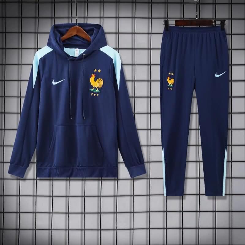 Thailand Quality(AAA) 2024 France Dark Blue Soccer Tracksuit 03