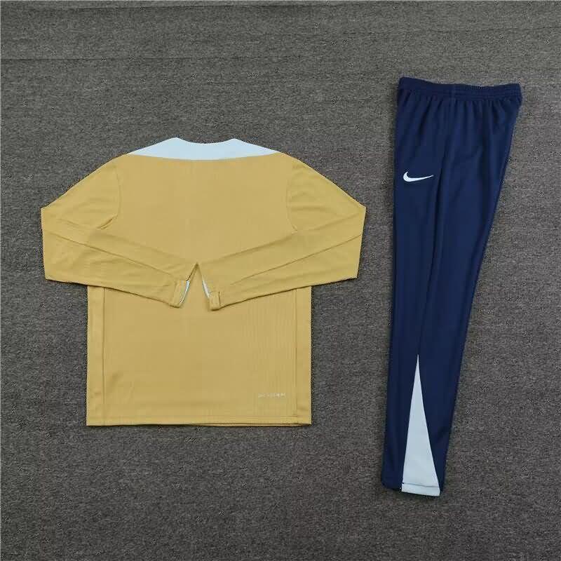 Thailand Quality(AAA) 2024 France Gold Soccer Tracksuit