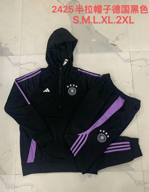 Thailand Quality(AAA) 2024 Germany Black Soccer Tracksuit 03