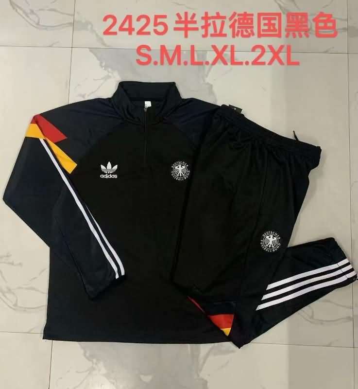 Thailand Quality(AAA) 2024 Germany Black Soccer Tracksuit 05