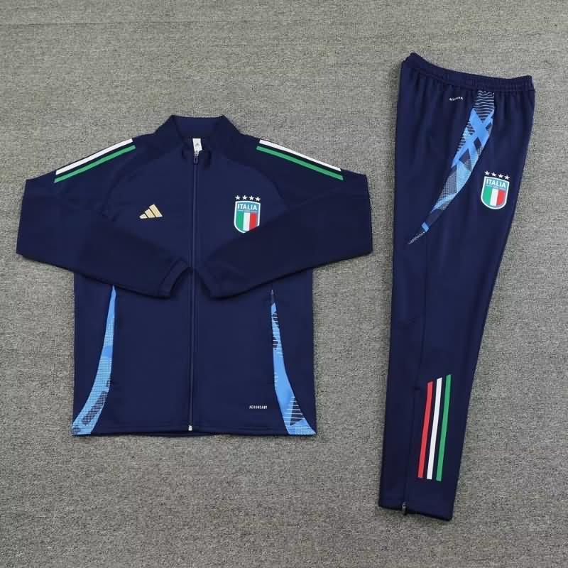 Thailand Quality(AAA) 2024 Italy Dark Blue Soccer Tracksuit
