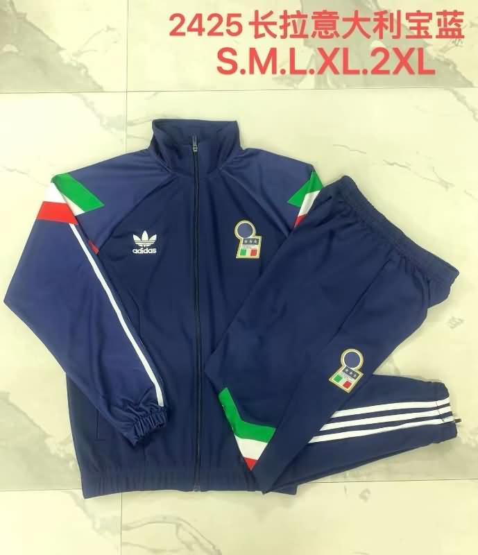 Thailand Quality(AAA) 2024 Italy Dark Blue Soccer Tracksuit 04